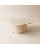 Mesa de café cuadrada con efecto travertino natural, 80 x 80 x 36 cm, Susan