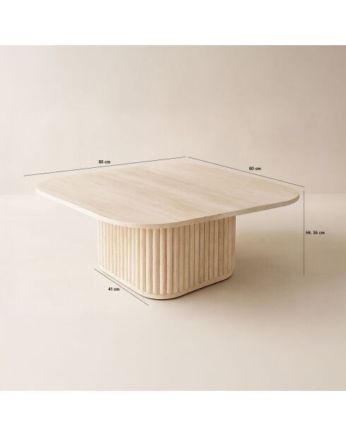 Table Basse Carrée Susan Effet Travertin Naturel - 80x80xht36 Cm