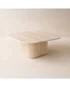 Mesa de café cuadrada con efecto travertino natural, 80 x 80 x 36 cm, Susan