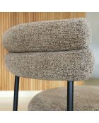 Set ovale tafel 230 cm + 6 stoelen in moka tweed en zwart metaal Gina