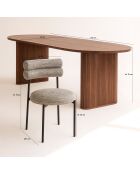 Set ovale tafel 230 cm + 6 stoelen in moka tweed en zwart metaal Gina