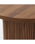 Set ovale tafel 230 cm + 6 stoelen in moka tweed en zwart metaal Gina