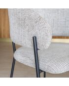Set Tavolo 220 Cm Effetto Legno Naturale + 6 Poltrone Tessuto Tweed Latte Quito