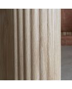 Set Tavolo 220 Cm Effetto Legno Naturale + 6 Poltrone Tessuto Tweed Latte Quito