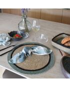 6 Sets De Table D38Cm En Jonc De Mer Naturel Et Vert Iris