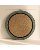 6 Sets De Table D38Cm En Jonc De Mer Naturel Et Vert Iris