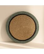 6 Sets De Table D38Cm En Jonc De Mer Naturel Et Vert Iris