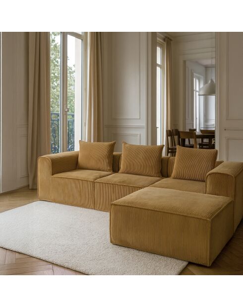Canapé d'Angle Compressé Velours Côtelé Curcuma 270X170X58Cm Cocoon