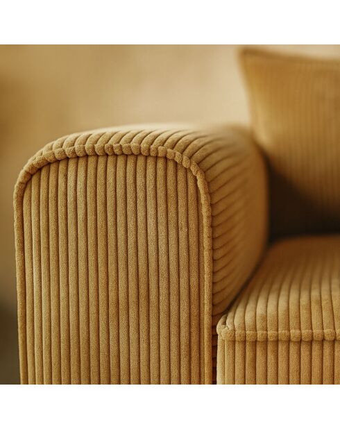 Canapé d'Angle Compressé Velours Côtelé Curcuma 270X170X58Cm Cocoon