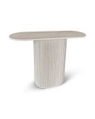 Inaya Ovale Konsole mit natürlichem Travertin-Effekt, 80 x 35 x 80 cm