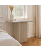 Inaya Ovale Konsole mit natürlichem Travertin-Effekt, 80 x 35 x 80 cm