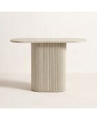 Inaya Ovale Konsole mit natürlichem Travertin-Effekt, 80 x 35 x 80 cm