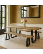 Table en Bois De Pin Et Placage Acacia  Pieds Noir 235X90X73 Cm Hera