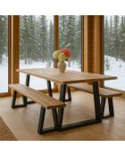 Table en Bois De Pin Et Placage Acacia  Pieds Noir 235X90X73 Cm Hera