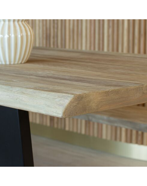 Table en Bois De Pin Et Placage Acacia  Pieds Noir 235X90X73 Cm Hera