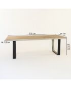 Table en Bois De Pin Et Placage Acacia  Pieds Noir 235X90X73 Cm Hera