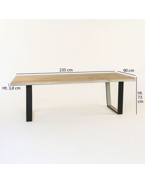 Table en Bois De Pin Et Placage Acacia  Pieds Noir 235X90X73 Cm Hera
