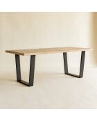 Table en Bois De Pin Et Placage Acacia  Pieds Noir 235X90X73 Cm Hera