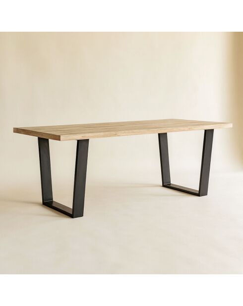 Table en Bois De Pin Et Placage Acacia  Pieds Noir 235X90X73 Cm Hera