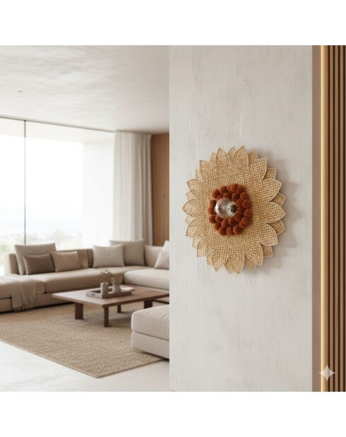 Applique En Bambou Naturel Tresse 50X50X3Cm Daisy