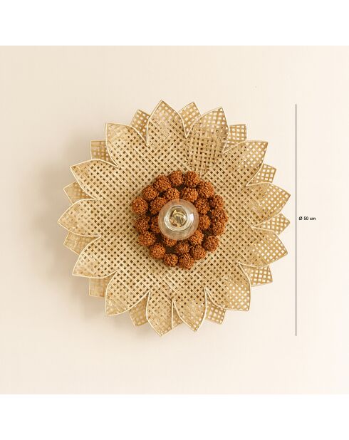 Applique En Bambou Naturel Tresse 50X50X3Cm Daisy