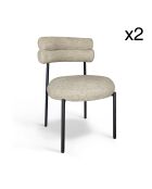 2 Chaises En Tweed Gina Beige Et Métal Noir - 50x49.5x79 Cm 
