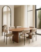 2 Chaises En Tweed Gina Beige Et Métal Noir - 50x49.5x79 Cm 