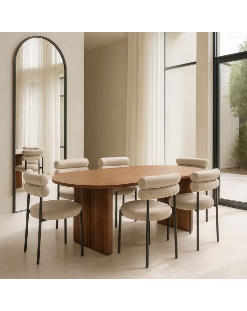 2 Chaises En Tweed Gina Beige Et Métal Noir - 50x49.5x79 Cm 