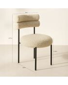 2 Chaises En Tweed Gina Beige Et Métal Noir - 50x49.5x79 Cm 