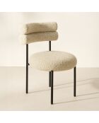 2 Chaises En Tweed Gina Beige Et Métal Noir - 50x49.5x79 Cm 