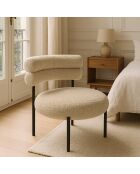 Fauteuil Lounge En Tweed Beige Et Métal Noir 62X75.5X68Cm Gina