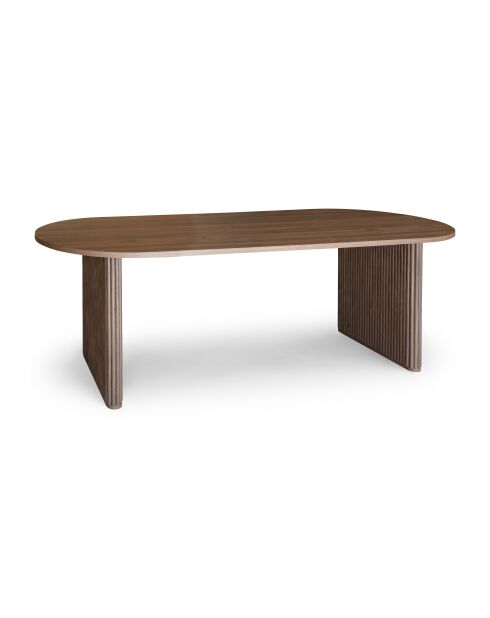 Table À Manger Ovale Effet Noyer Pieds Striés 230X90X76Cm Selma