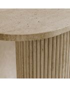 Inaya Ovale Konsole mit natürlichem Travertin-Effekt, 80 x 35 x 80 cm