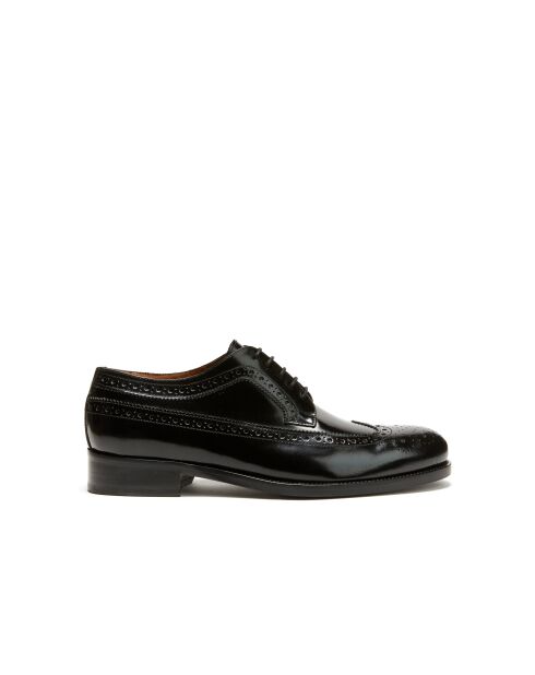 Derbies en Cuir à bout long fleuri noires