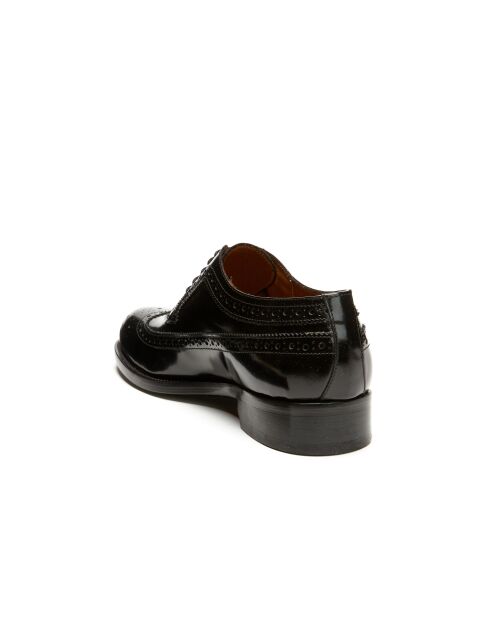 Derbies en Cuir à bout long fleuri noires