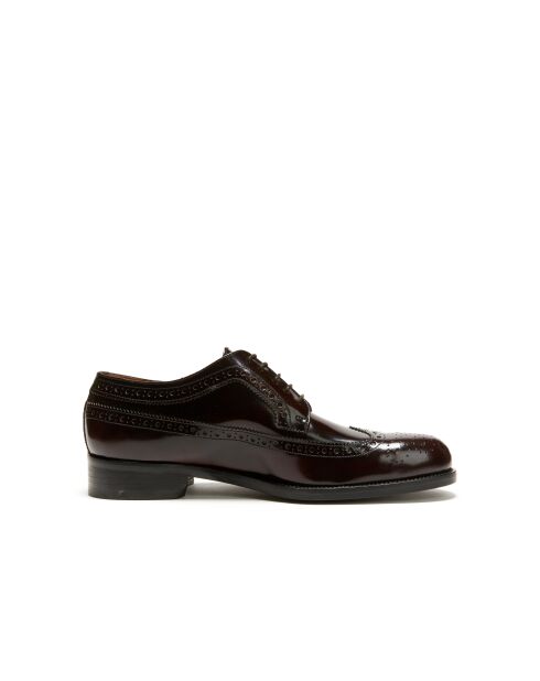 Derbies en Cuir à bout long fleuri bordeaux