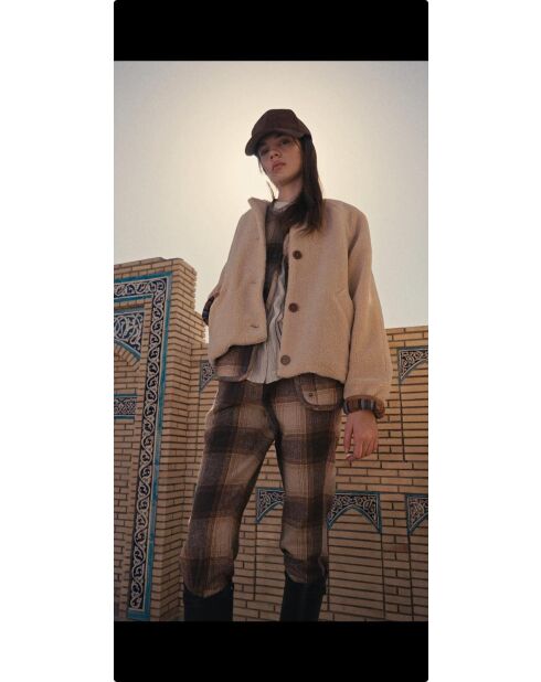 Salvador Beige/bruine geruite broek