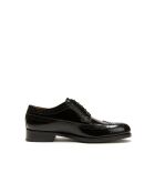 Derbies en Cuir à bout long fleuri noires