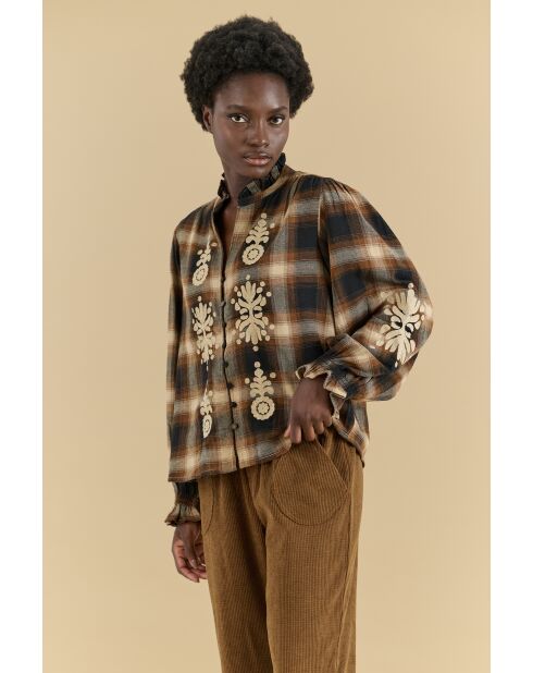 Bruine geruite blouse van Marrakech