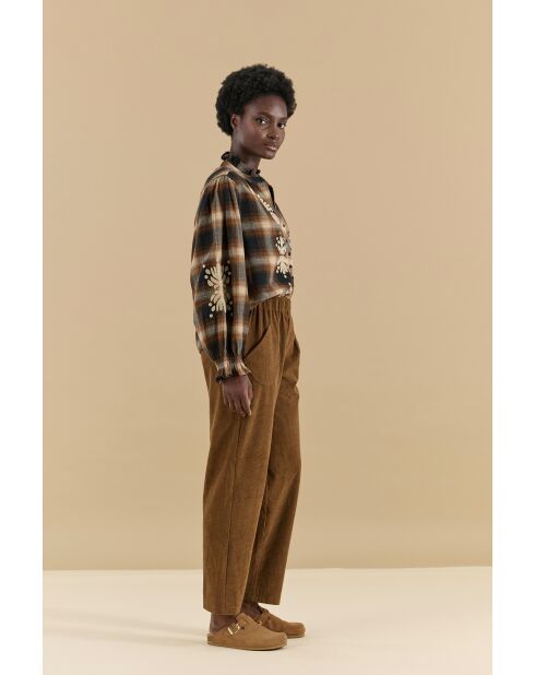 Bruine geruite blouse van Marrakech