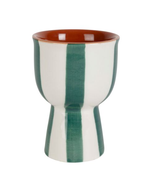 Coquetier en Grès Alaria Blanc/Emeraude - D4.5Xh7Cm