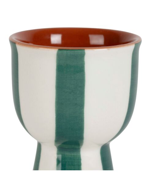 Coquetier en Grès Alaria Blanc/Emeraude - D4.5Xh7Cm