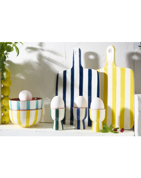 Coquetier en Grès Alaria Blanc/Emeraude - D4.5Xh7Cm