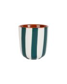 Gobelet en Grès Alaria Blanc/Emeraude 10Cl-D6Xh6.5Cm