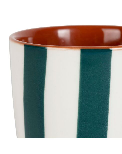 Gobelet en Grès Alaria Blanc/Emeraude 10Cl-D6Xh6.5Cm