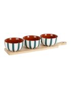 3 Coupelles + Planche Alaria Blanc/Emeraude - 45X11cm