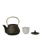 Zwarte Lotus theepot met hoge handgreep - 1L