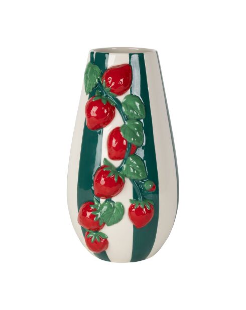 Vase Fraise Medi Emeraude/Rouge - 17X18Xh30Cm