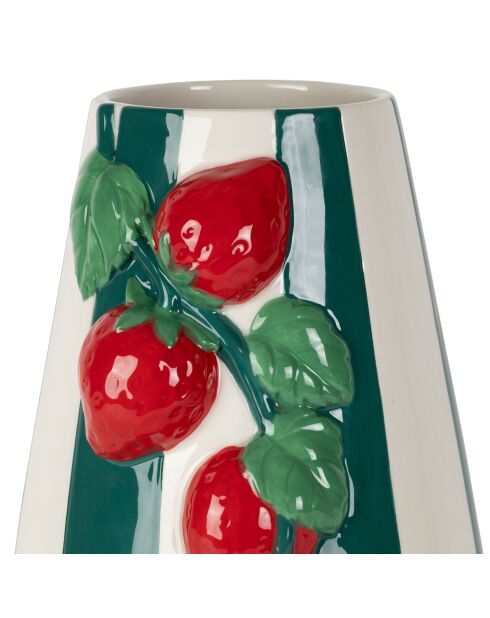 Vase Fraise Medi Emeraude/Rouge - 17X18Xh30Cm
