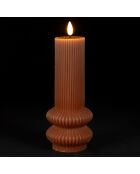 Bougie LED Pilier Terracotta Paraffine - D7.5Xh21Cm